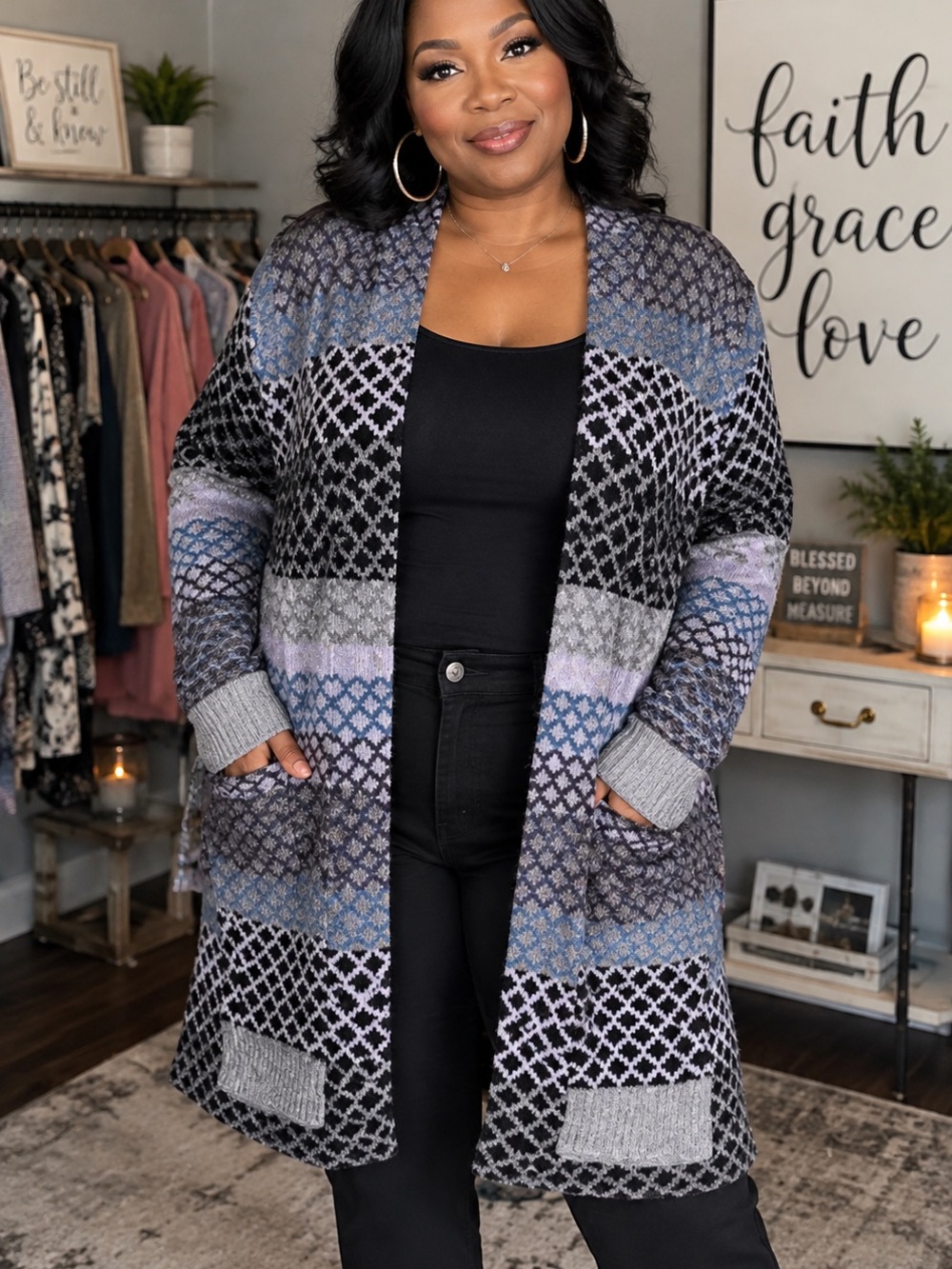 Absolutely Famous Multicolor Patterned Cardigan